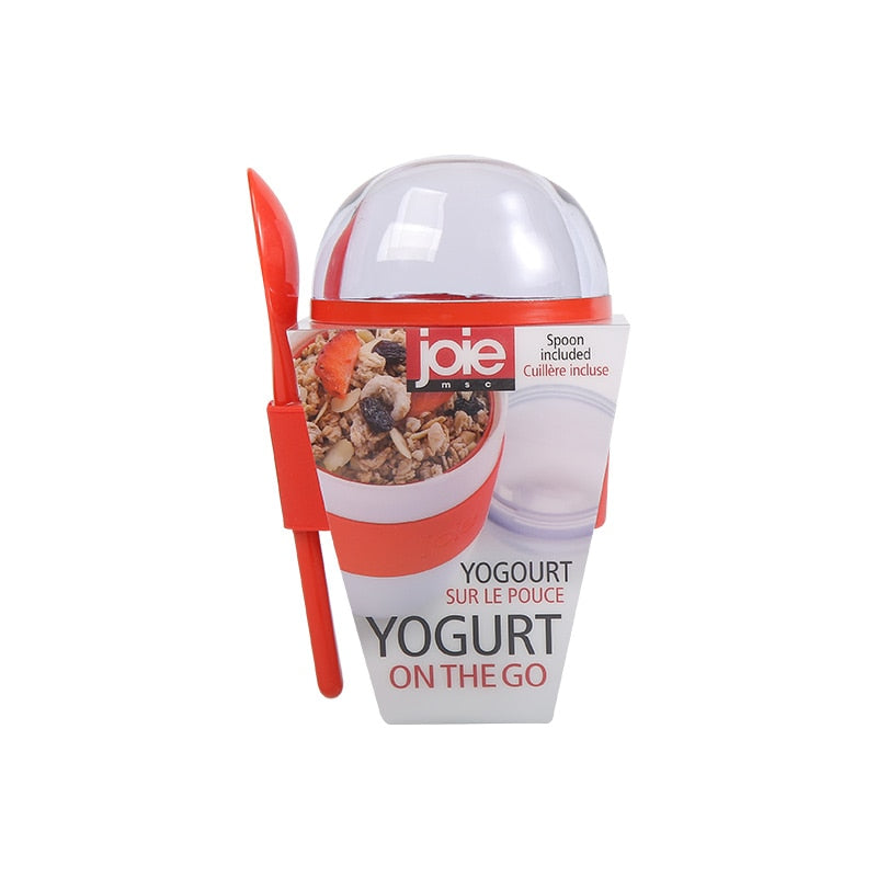 JOIE Portable Breakfast Cup Multifunction Oatmeal Cup Cereal BPA Free PP Nut Yogurt Mug Snack Cup With Lid Spoon Food Container
