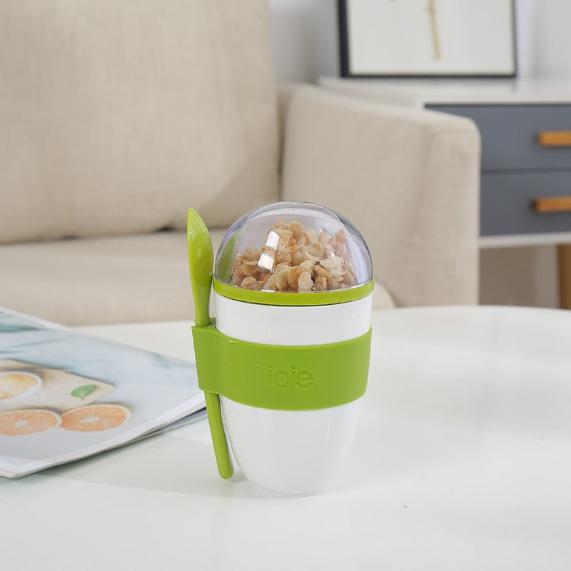JOIE Portable Breakfast Cup Multifunction Oatmeal Cup Cereal BPA Free PP Nut Yogurt Mug Snack Cup With Lid Spoon Food Container