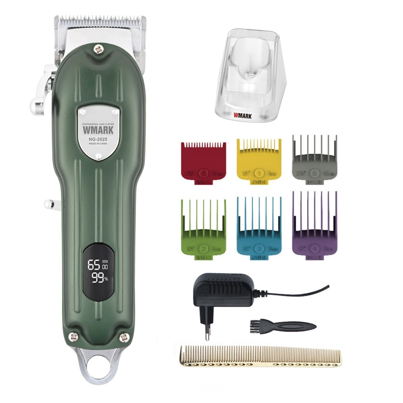 WMARK NG-2025B All-Metal Hair Clipper With charge stand for choice With LED Display 2500mAh 6500 RPM 9CR18 Blade