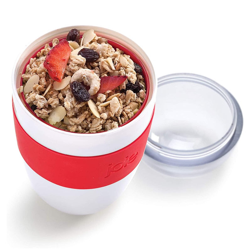 JOIE Portable Breakfast Cup Multifunction Oatmeal Cup Cereal BPA Free PP Nut Yogurt Mug Snack Cup With Lid Spoon Food Container