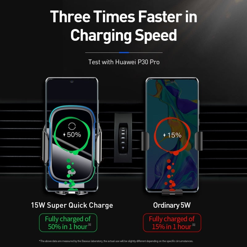 Baseus Qi Car Wireless Charger For iPhone Samsung Xiaomi 15W Induction Fast Wireless Charging Car Phone Holder Wirless Charger