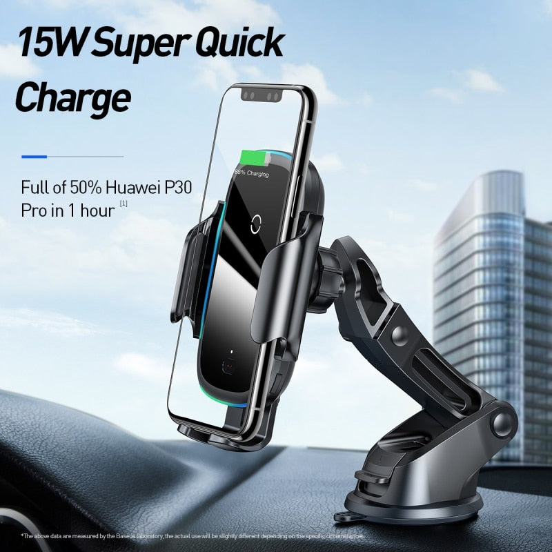 Baseus Qi Car Wireless Charger For iPhone Samsung Xiaomi 15W Induction Fast Wireless Charging Car Phone Holder Wirless Charger