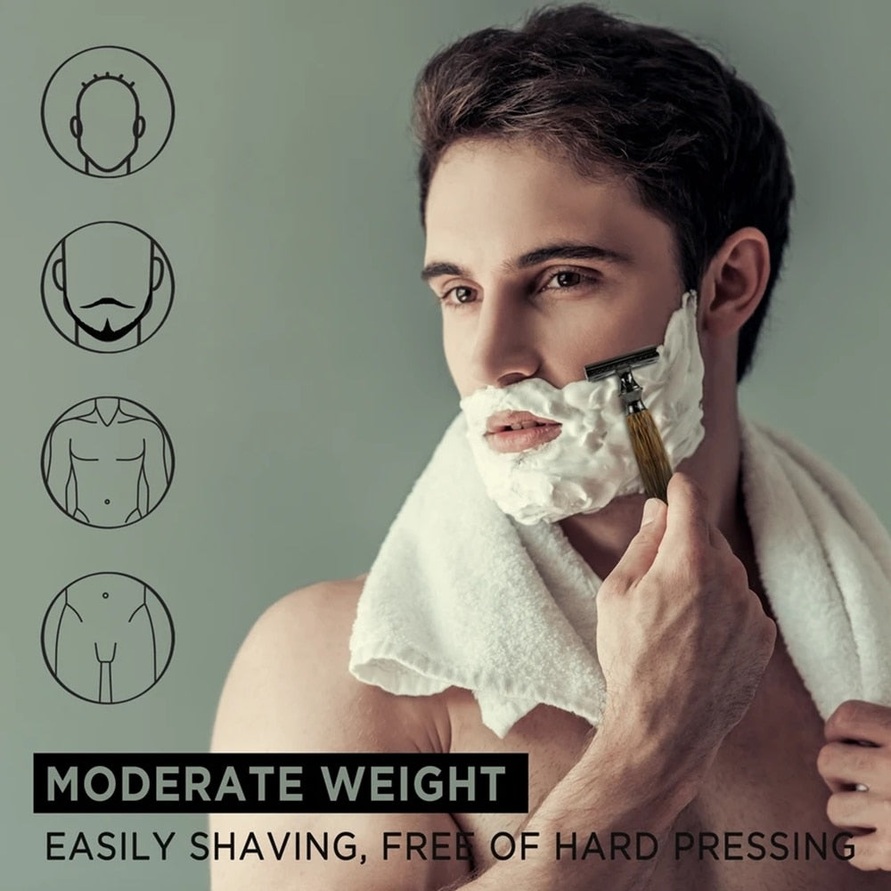 HAWARD Matte Black Safety Razor Fits All Double Edge Razor Blades Eco Friendly Shaving Razor,Made Of Bamboo&Copper,Zero Waste