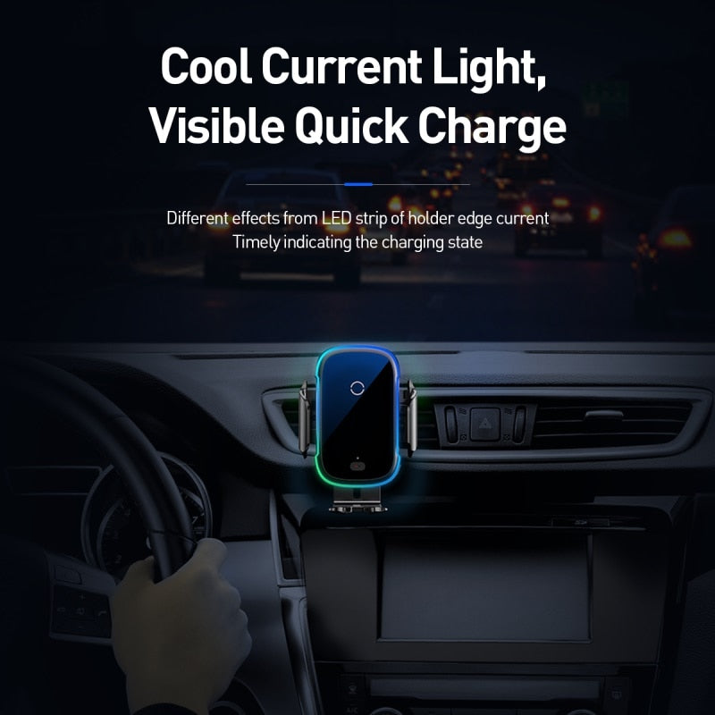 Baseus Qi Car Wireless Charger For iPhone Samsung Xiaomi 15W Induction Fast Wireless Charging Car Phone Holder Wirless Charger