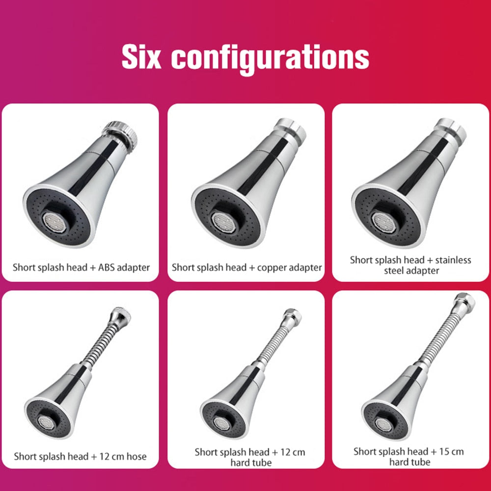 Universal Kitchen Water Faucet Adjustable Pressure 360 Degree Rotating Water Tap Head Water Saving Shower Faucet Nozzle Adapter