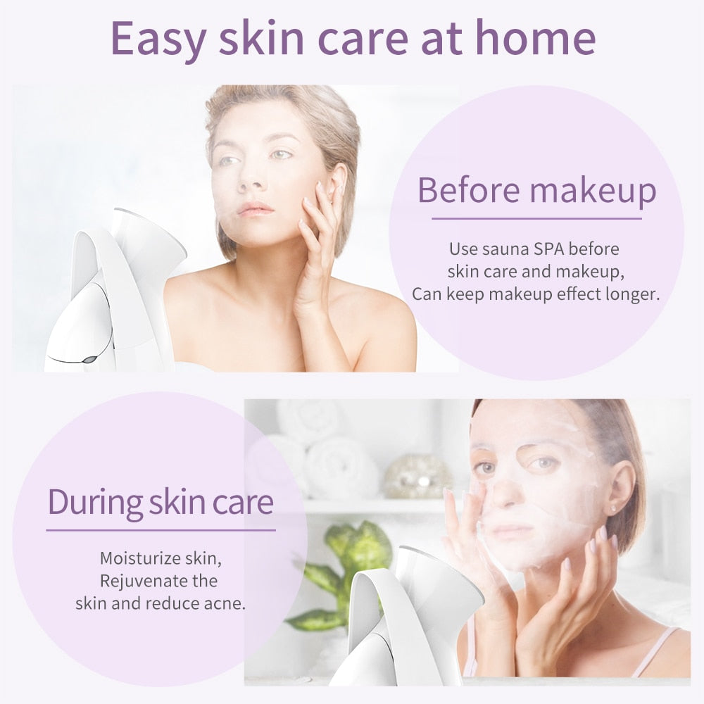 EU Plug Hot Spray Steam Face Sprayer Ion Beauty Instrument Nano Ionic Face Steamer For Face Beauty Salon Sauna SPA Face Sprayer