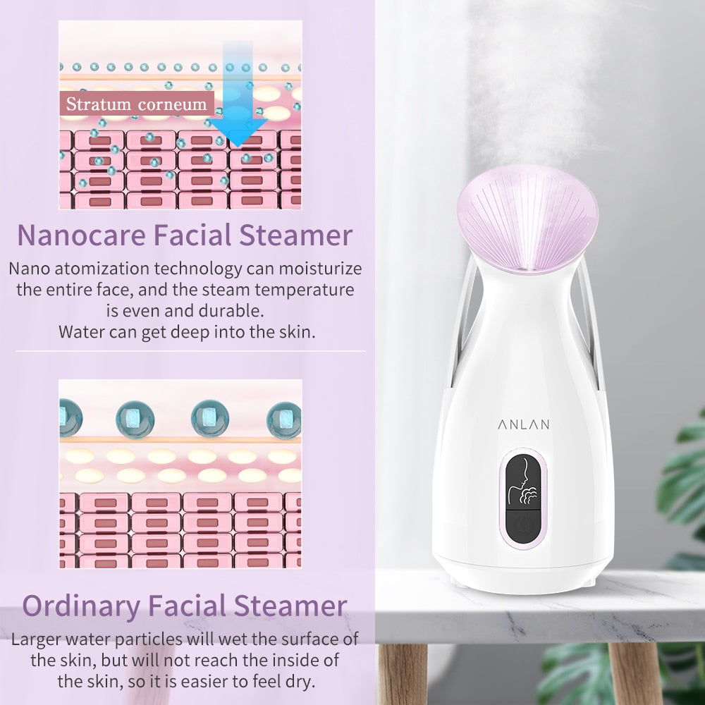 EU Plug Hot Spray Steam Face Sprayer Ion Beauty Instrument Nano Ionic Face Steamer For Face Beauty Salon Sauna SPA Face Sprayer