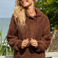 Drawstring Sherpa Hoodie with Pocket