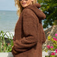 Drawstring Sherpa Hoodie with Pocket