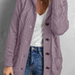 Button Front Hooded Cardigan with Pockets