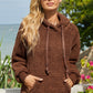 Drawstring Sherpa Hoodie with Pocket