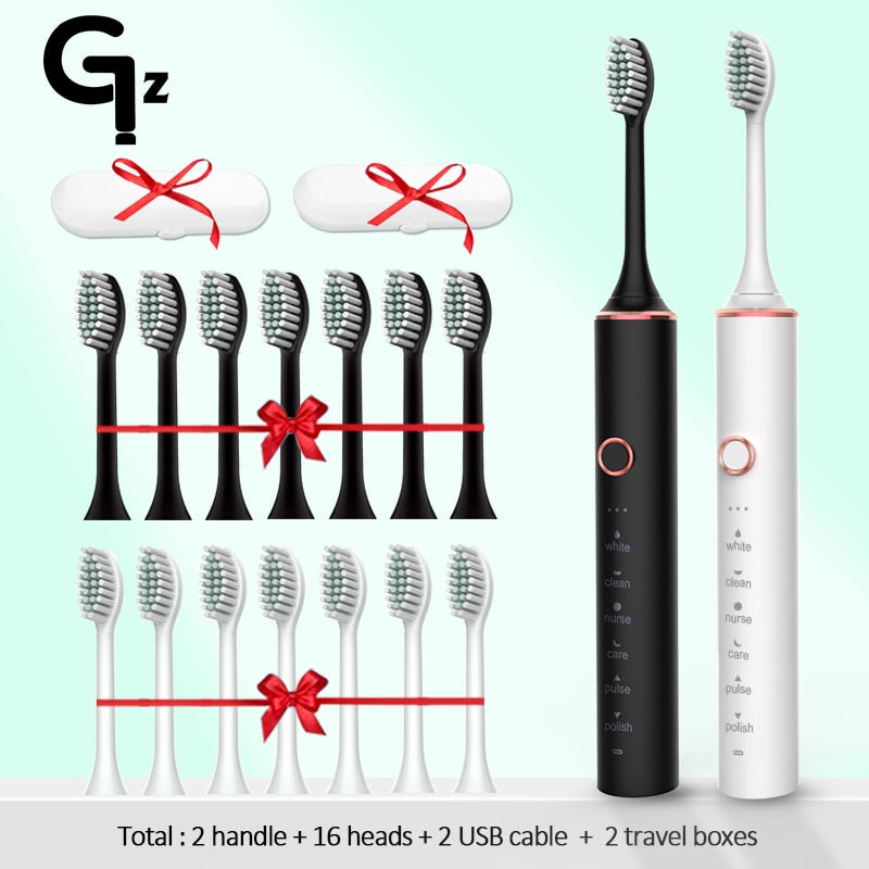 GeZhou Electric Toothbrush Sonic Toothbrush Rechargeable IPX7 Waterproof  6 Mode Travel Toothbrush with 8 Brush Head best gift