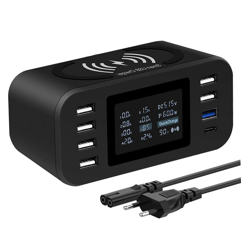 Qi Wireless Charger Quick Charge 3.0 Fast Charging Station 60W For Samsung S9 S8 Mi Nexus LG Sony Moto Nokia QC3.0 Power Adapter