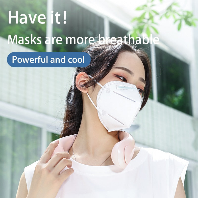 Mini Bladeless Fan Neck Fan 4000mAh USB Rechargeable Fan Mute Sports Fans for Home Outdoor
