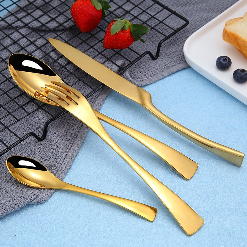 Cutlery Stainless Steel Cutlery Tableware Forks Knives Spoons Luxury Kitchen Knife Fork Spoon Set Cutlery Tableware Dinnerware