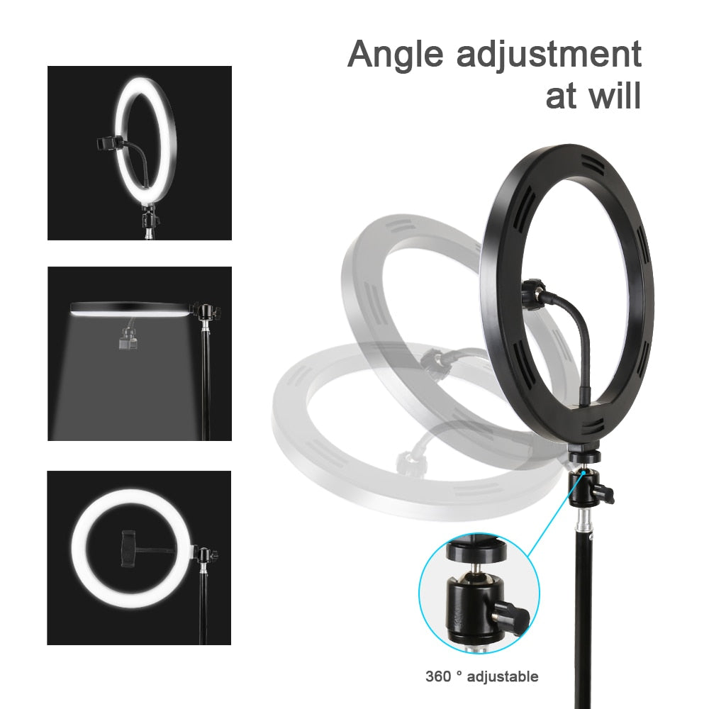 26cm Ring Light Photography 10 inch LED USB Selfie Ringlight for YouTube Live Streaming Fill-in Light Video Shooting Ring Lamp