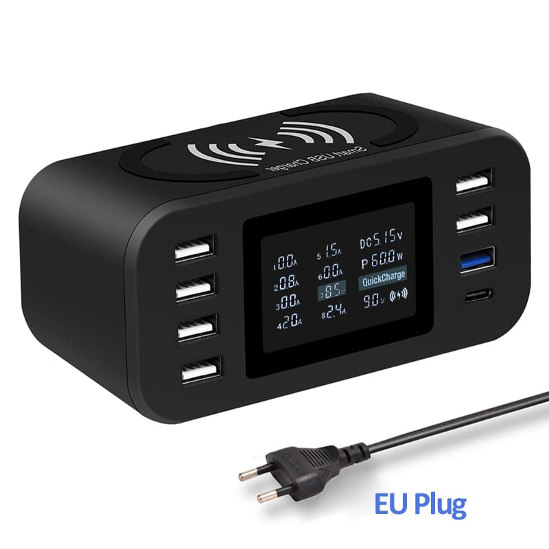 Qi Wireless Charger Quick Charge 3.0 Fast Charging Station 60W For Samsung S9 S8 Mi Nexus LG Sony Moto Nokia QC3.0 Power Adapter