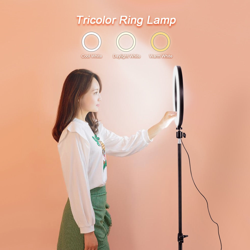 26cm Ring Light Photography 10 inch LED USB Selfie Ringlight for YouTube Live Streaming Fill-in Light Video Shooting Ring Lamp