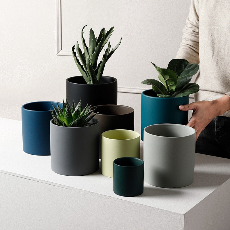 1pc European Pure Color Flower Pot Home Decoration Succulent Ceramic Flower Pot Plant Pot Garden Pots Planters
