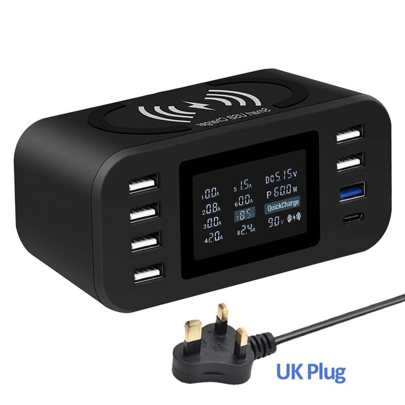 Qi Wireless Charger Quick Charge 3.0 Fast Charging Station 60W For Samsung S9 S8 Mi Nexus LG Sony Moto Nokia QC3.0 Power Adapter