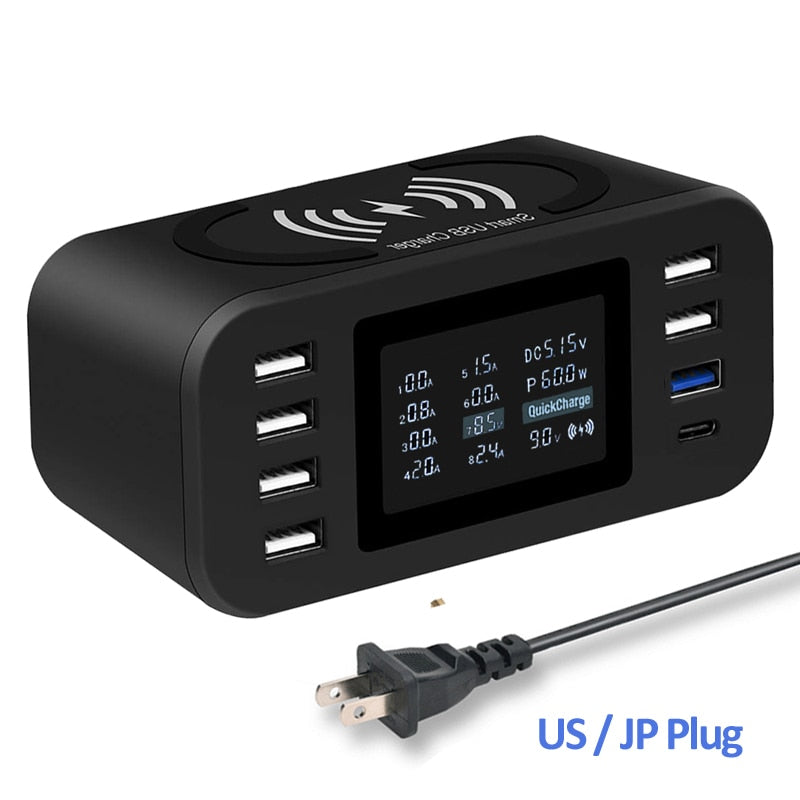 Qi Wireless Charger Quick Charge 3.0 Fast Charging Station 60W For Samsung S9 S8 Mi Nexus LG Sony Moto Nokia QC3.0 Power Adapter
