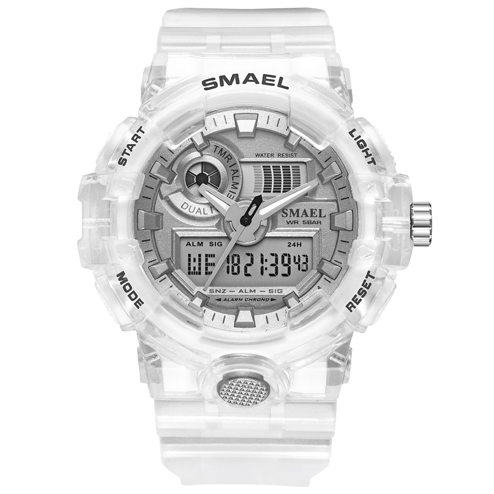 SMAEL Sport Watch Men Waterproof Top Brand Digital Watches Quality Plastic Watch Band Dual Display Wristwatch Relogio Masculino