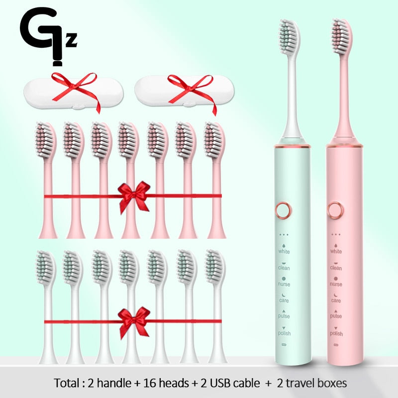 GeZhou Electric Toothbrush Sonic Toothbrush Rechargeable IPX7 Waterproof  6 Mode Travel Toothbrush with 8 Brush Head best gift
