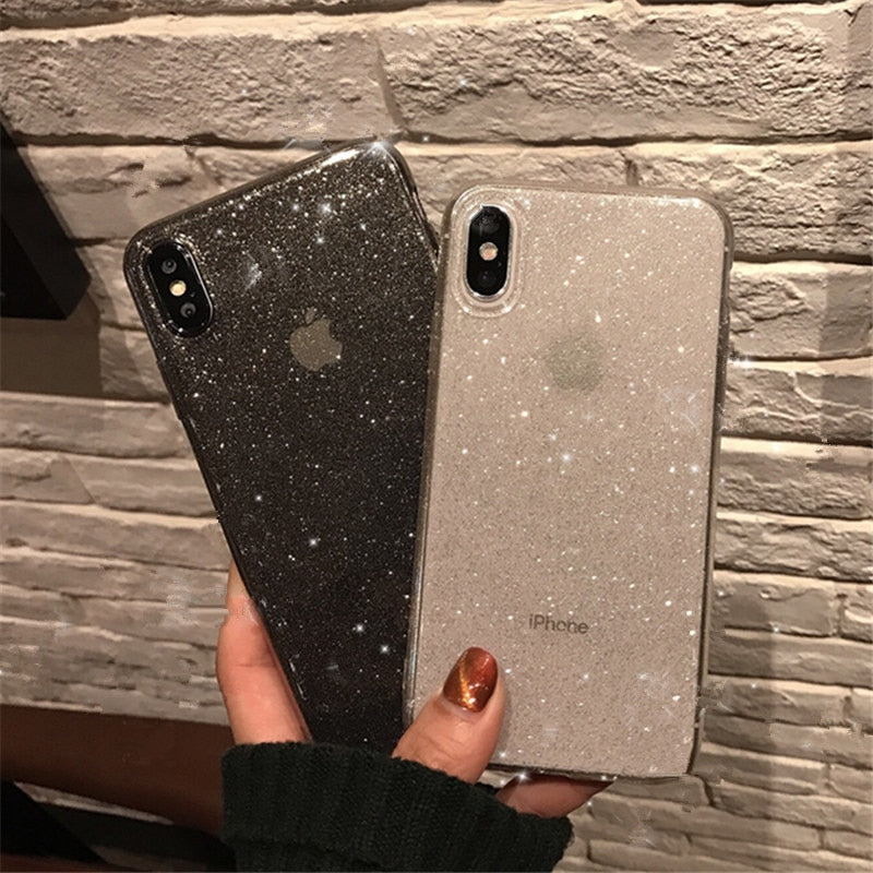 Shining Glitter Case Clear Bling For iPhone 14 13 Pro Max 11 XR XS 8 7 Plus 6S 12 Pro Max Transparent Soft TPU Shockproof Cover
