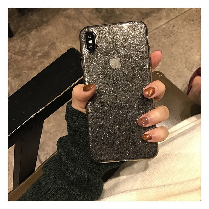 Shining Glitter Case Clear Bling For iPhone 14 13 Pro Max 11 XR XS 8 7 Plus 6S 12 Pro Max Transparent Soft TPU Shockproof Cover