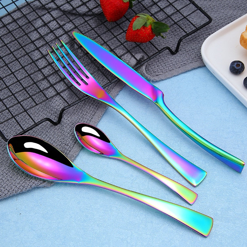 Cutlery Stainless Steel Cutlery Tableware Forks Knives Spoons Luxury Kitchen Knife Fork Spoon Set Cutlery Tableware Dinnerware