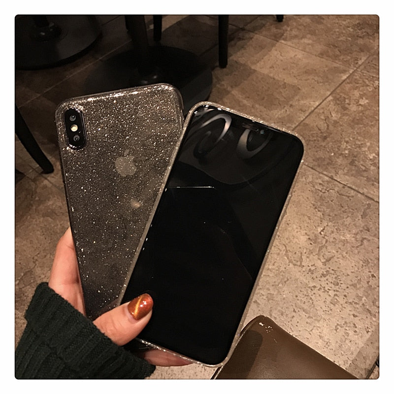 Shining Glitter Case Clear Bling For iPhone 14 13 Pro Max 11 XR XS 8 7 Plus 6S 12 Pro Max Transparent Soft TPU Shockproof Cover