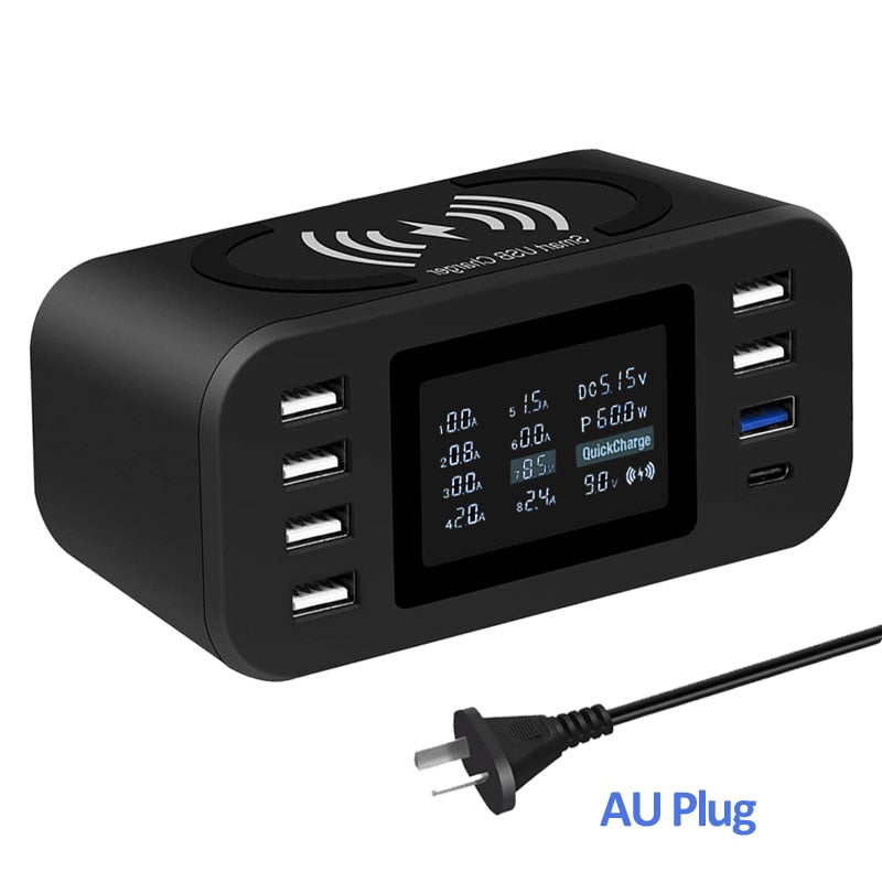 Qi Wireless Charger Quick Charge 3.0 Fast Charging Station 60W For Samsung S9 S8 Mi Nexus LG Sony Moto Nokia QC3.0 Power Adapter
