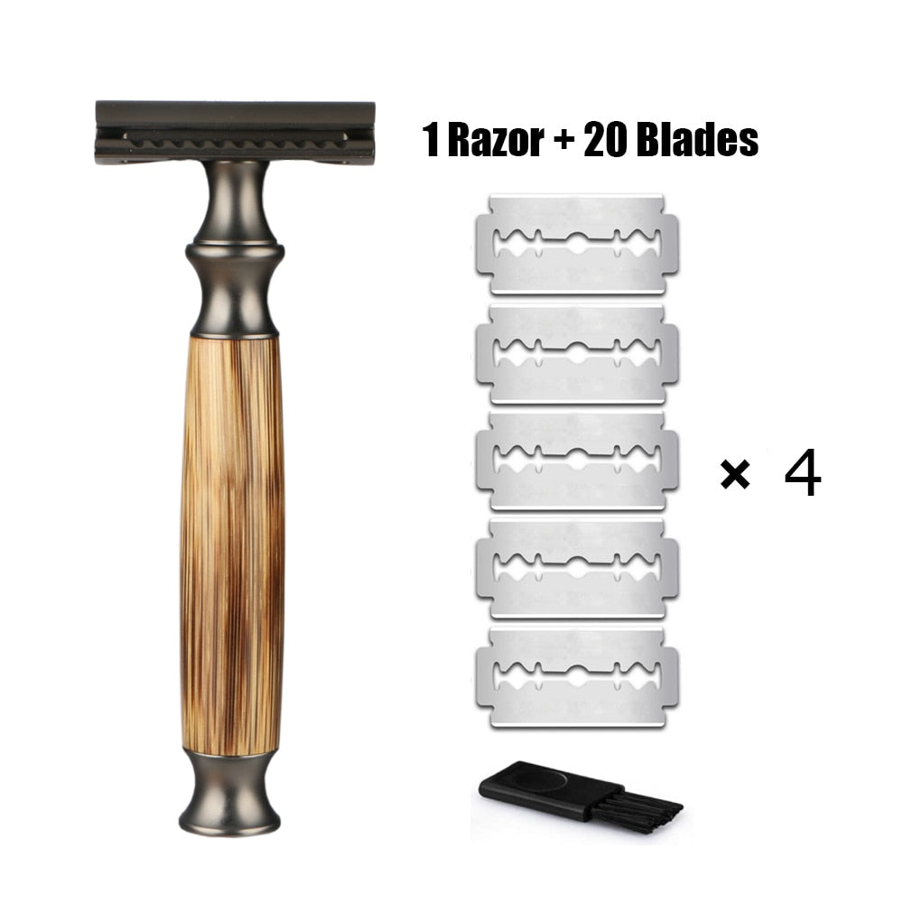 HAWARD Matte Black Safety Razor Fits All Double Edge Razor Blades Eco Friendly Shaving Razor,Made Of Bamboo&amp;Copper,Zero Waste