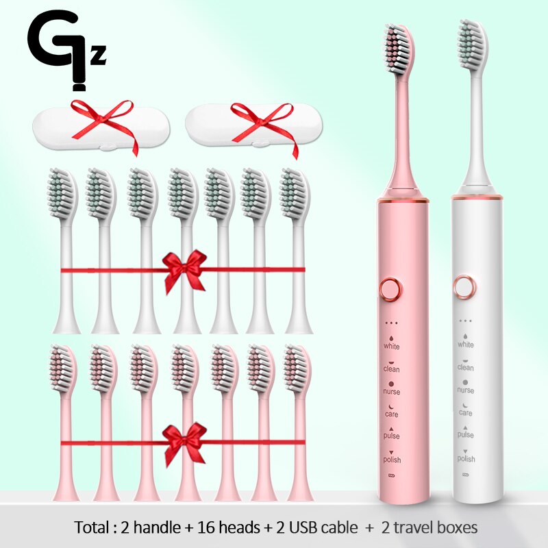 GeZhou Electric Toothbrush Sonic Toothbrush Rechargeable IPX7 Waterproof  6 Mode Travel Toothbrush with 8 Brush Head best gift