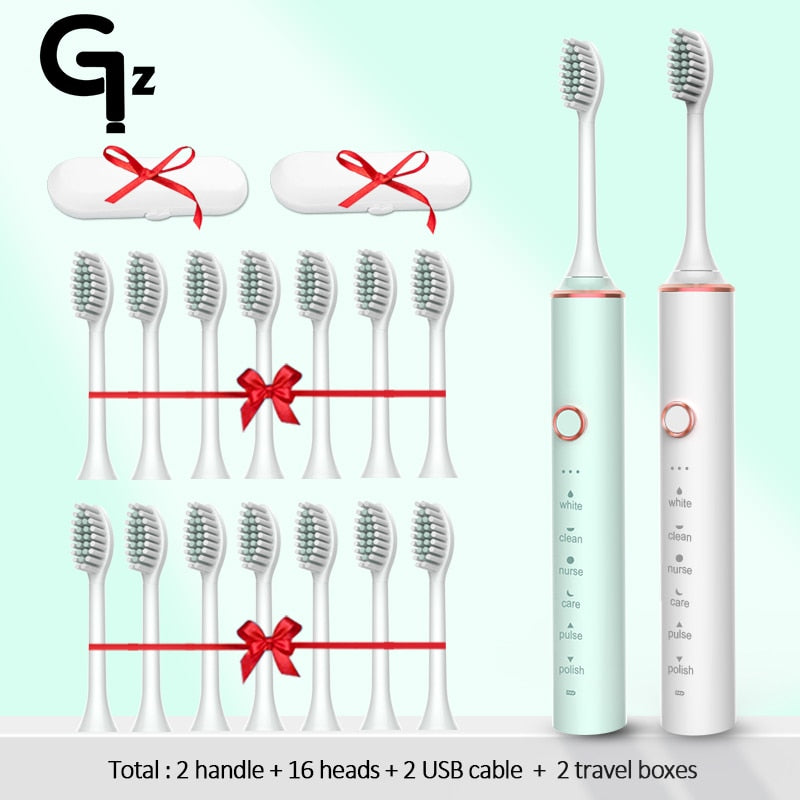 GeZhou Electric Toothbrush Sonic Toothbrush Rechargeable IPX7 Waterproof  6 Mode Travel Toothbrush with 8 Brush Head best gift