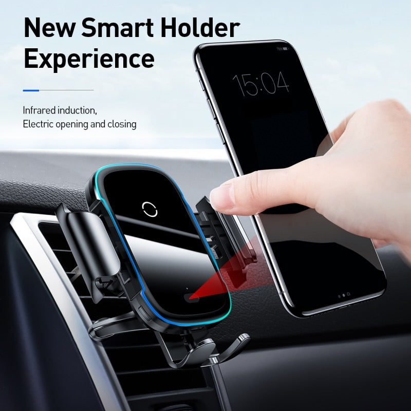 Baseus Qi Car Wireless Charger For iPhone Samsung Xiaomi 15W Induction Fast Wireless Charging Car Phone Holder Wirless Charger