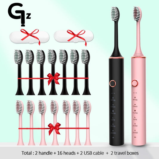 GeZhou Electric Toothbrush Sonic Toothbrush Rechargeable IPX7 Waterproof  6 Mode Travel Toothbrush with 8 Brush Head best gift
