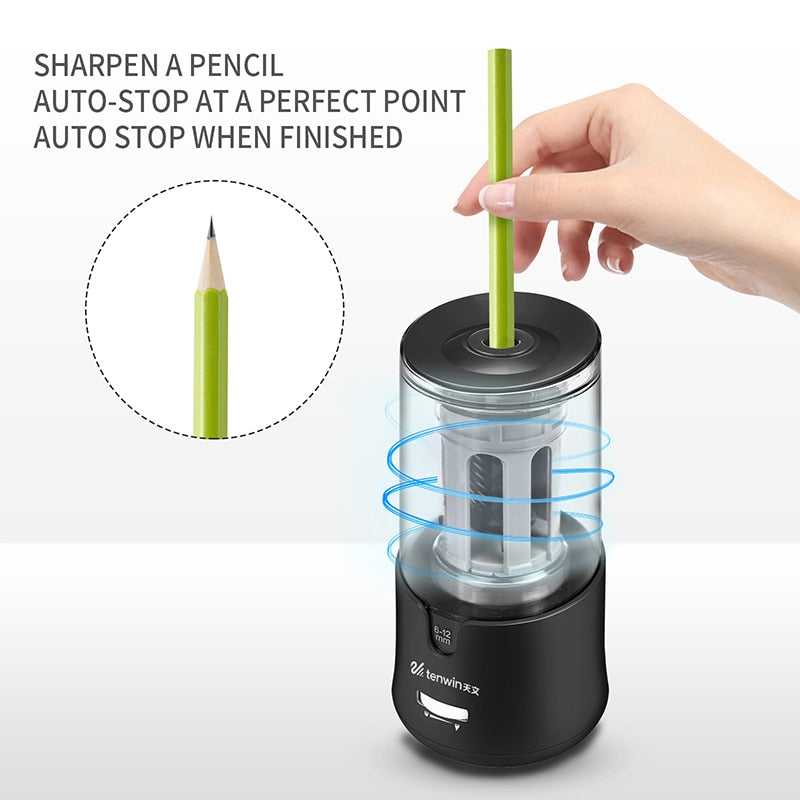 Automatic Electric Pencil Sharpener Large Heavy Duty For 6-12mm Colored Pencils Mechanical USB For Children Artists Stationery