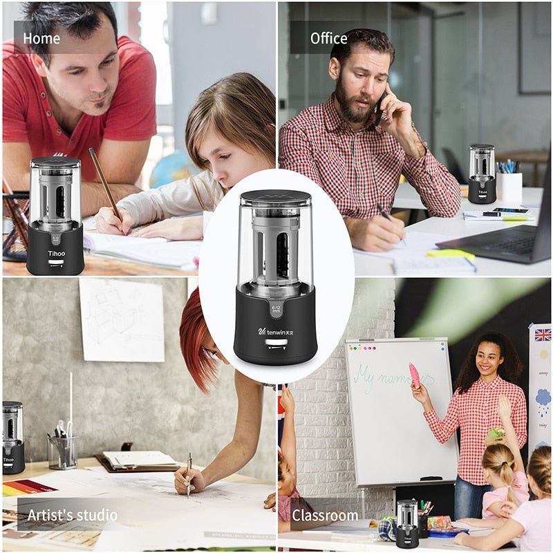 Automatic Electric Pencil Sharpener Large Heavy Duty For 6-12mm Colored Pencils Mechanical USB For Children Artists Stationery