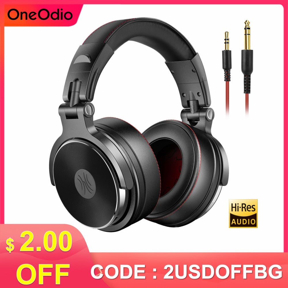 Oneodio Wired Headset Professional Studio Pro DJ Headphones With Mic Dual-Duty Cable HiFi Monitor Music Headset For Phone PC