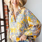 First Love Full Size Floral Lantern Sleeve Blouse